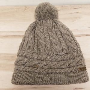 Badgley Mischka Gray Wool Pom Beanie Hat